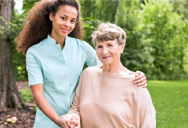 caregiver with an elderly woman